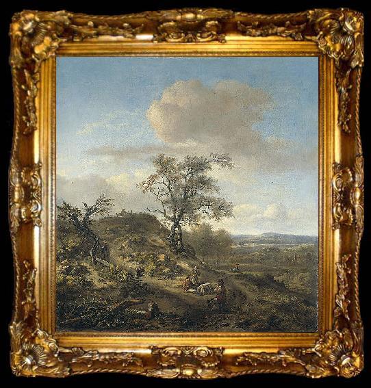 framed  Jan Wijnants Landscape with a hunter and other figures., ta009-2